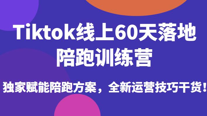 Tiktok线上60天落地陪跑训练营，独家赋能陪跑方案，全新运营技巧干货-宇文网创