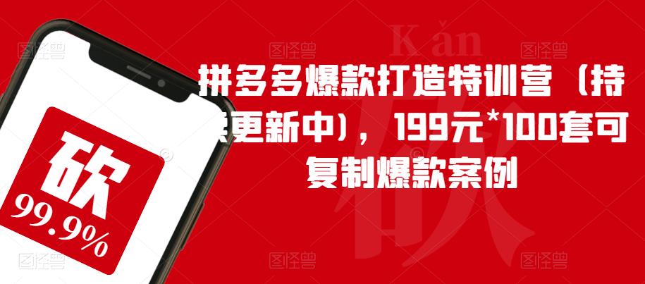 拼多多爆款打造特训营（持续更新中)，199元*100套可复制爆款案例-宇文网创
