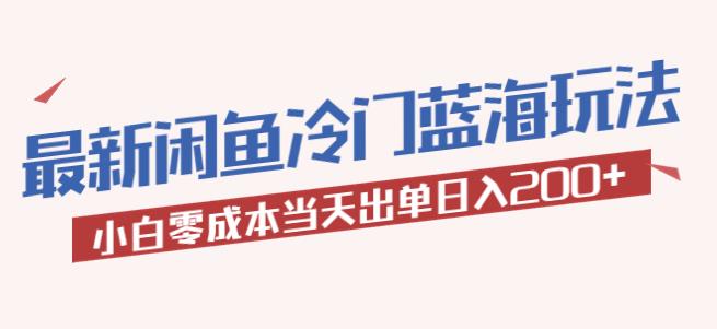 2023最新闲鱼冷门蓝海玩法，小白零成本当天出单日入200+【揭秘】-宇文网创
