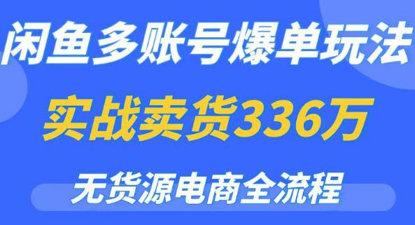 闲鱼多账号爆单玩法，无货源电商全流程，超简单的0门槛变现项目【揭秘】-宇文网创
