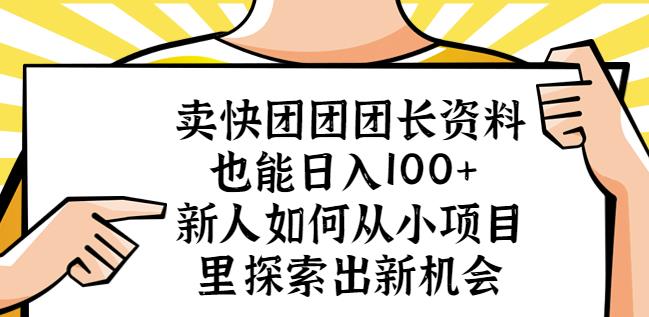 卖快团团团长资料也能日入100+新人如何从小项目里探索出新机会-宇文网创