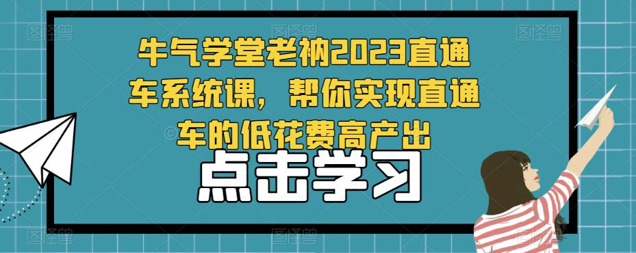 牛气学堂老衲2023直通车系统课，帮你实现直通车的低花费高产出-宇文网创