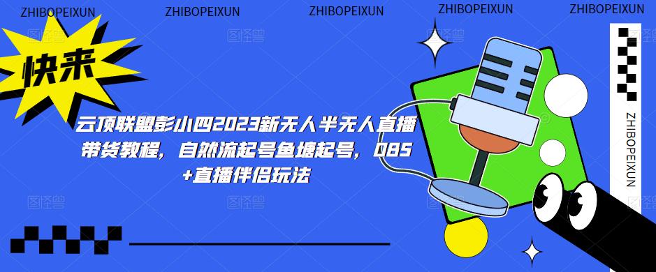 云顶联盟彭小四2023新无人半无人直播带货教程，自然流起号鱼塘起号，OBS+直播伴侣玩法-宇文网创