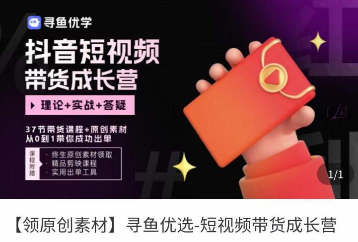 短视频带货成长营，​抖音短视频出单攻略，吃透账号运营的奥秘，轻松带货-宇文网创