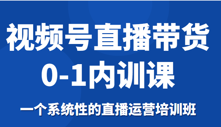 视频号直播带货0-1内训课，一个系统性的直播运营培训班-宇文网创