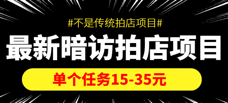 最新暗访拍店信息差项目，单个任务15-35元（不是传统拍店项目）-宇文网创