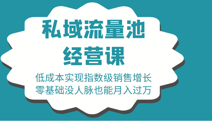 16堂私域流量池经营课：低成本实现指数级销售增长，零基础没人脉也能月入过万-宇文网创