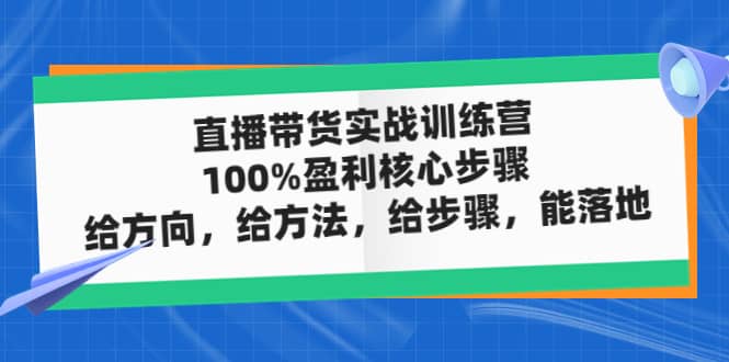 直播带货实战训练营：100%盈利核心步骤，给方向，给方法，给步骤，能落地-宇文网创