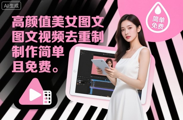 高颜值美女图文视频去重制作教学，制作简单且免费-宇文网创