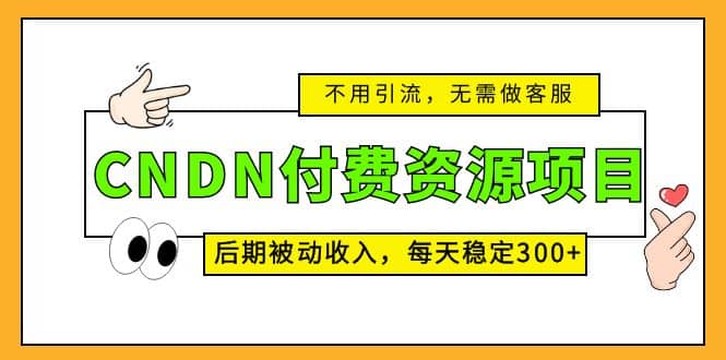 CNDN付费资源项目，不用引流，无需做客服，后期被动收入-宇文网创