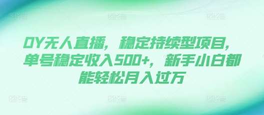DY无人直播，稳定持续型项目，单号稳定收入500+，新手小白都能轻松月入过万【揭秘】-宇文网创