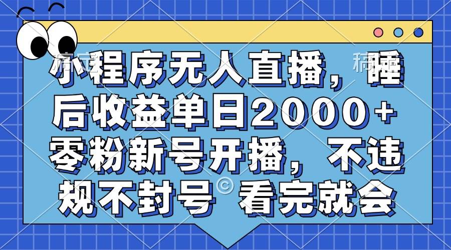 （13251期）小程序无人直播，睡后收益单日2000+ 零粉新号开播，不违规不封号 看完就会-宇文网创
