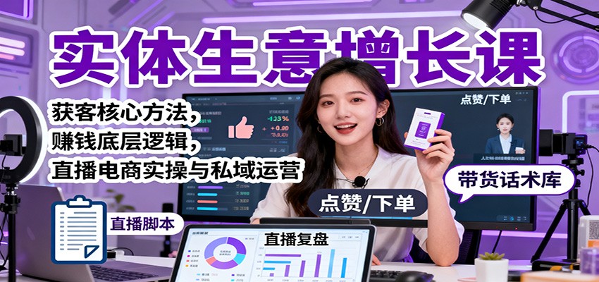 实体生意增长课：获客核心方法，赚钱底层逻辑，直播电商实操与私域运营-宇文网创