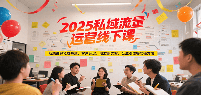 2025私域流量运营线下课，系统讲解私域基建/客户分层/朋友圈文案/公域引流等实操方法-宇文网创