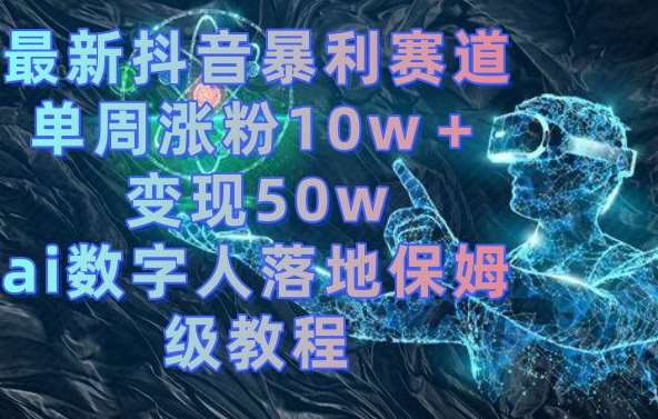 最新抖音暴利赛道，单周涨粉10w＋变现50w的ai数字人落地保姆级教程【揭秘】-宇文网创