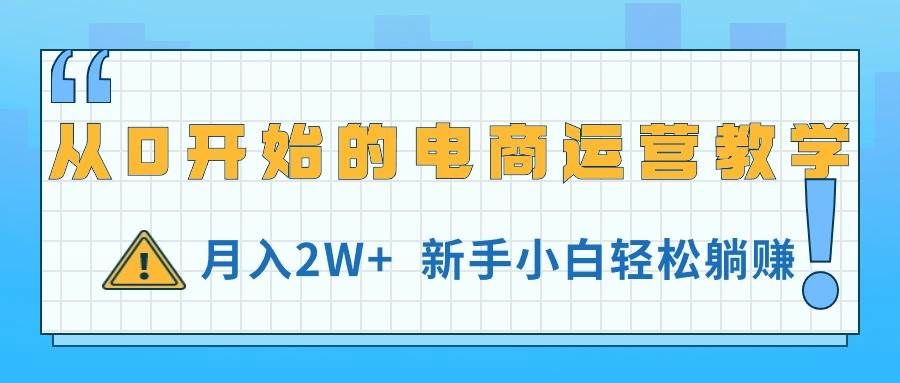 （11081期）从0开始的电商运营教学，月入2W+，新手小白轻松躺赚-宇文网创