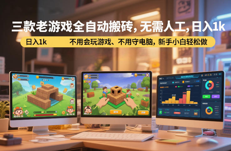 三款老游戏全自动搬砖，无需人工，日入1k，不用会玩游戏、不用守电脑，新手小白轻松做【揭秘】-宇文网创