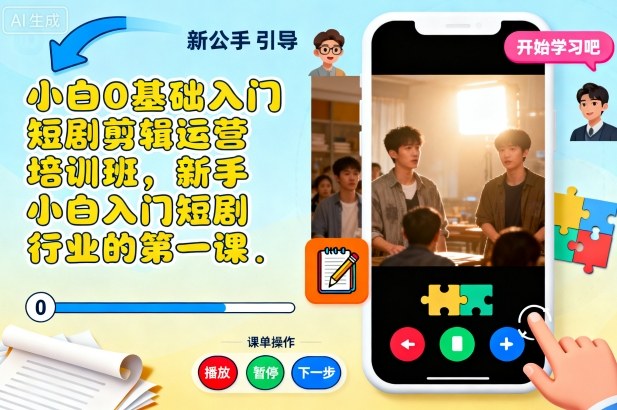 小白0基础入门短剧剪辑运营培训班,新手小白入门短剧行业的第一课-宇文网创