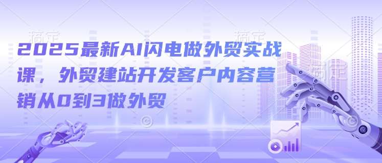2025最新AI闪电做外贸实战课，外贸建站开发客户内容营销从0到3做外贸-宇文网创