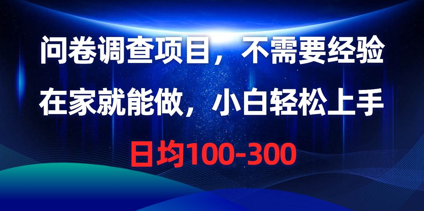 （10402期）问卷调查项目，不需要经验，在家就能做，小白轻松上手，日均100-300-宇文网创