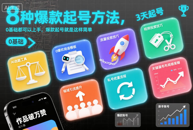 8种爆款起号方法，0基础都可以上手，爆款起号就是这样简单-宇文网创