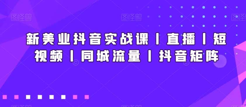 新美业抖音实战课丨直播丨短视频丨同城流量丨抖音矩阵-宇文网创