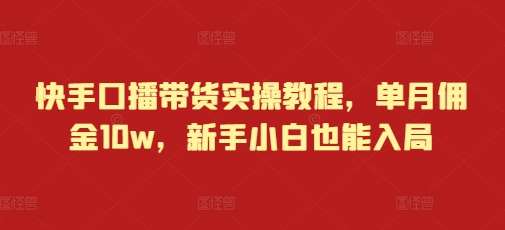 快手口播带货实操教程,单月佣金10w,新手小白也能入局-宇文网创