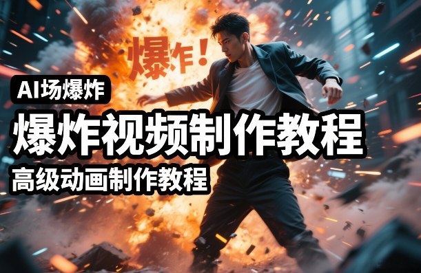 AI场景爆炸视频制作教程，利用人物实拍视频制作出高级的动画特效-宇文网创