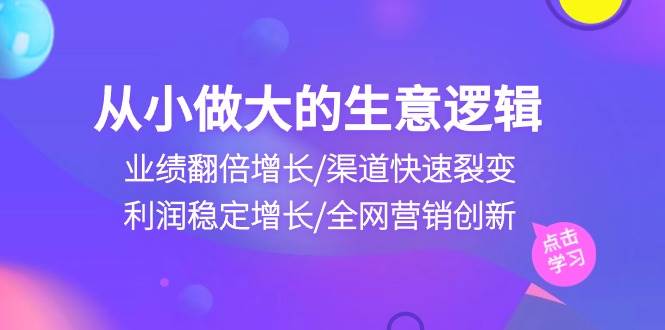 （10438期）从小做大生意逻辑：业绩翻倍增长/渠道快速裂变/利润稳定增长/全网营销创新-宇文网创