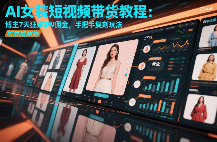 AI女装短视频带货教程:博主7天狂賺2W佣金,手把手复刻玩法,可直接照搬-宇文网创