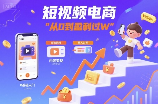 短视频电商：短视频变现从0到盈利过W-宇文网创