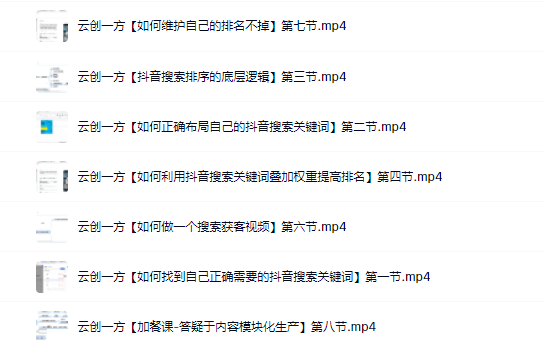 云创一方2022抖音SEO系列课程，教你如何快速上抖音搜索排名第一-宇文网创