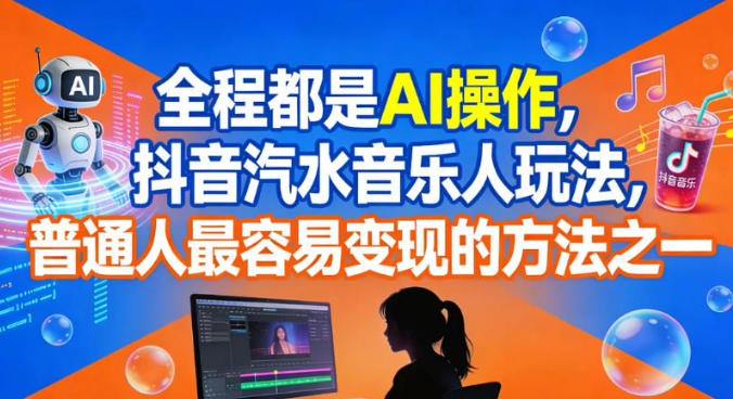 全程都是AI操作，抖音汽水音乐人玩法，普通人最容易变现的方法之一-宇文网创