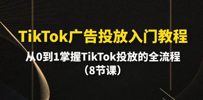 （10085期）TikTok广告投放入门教程，从0到1掌握TikTok投放的全流程（8节课）-宇文网创