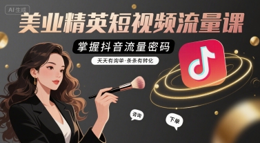 美业精英短视频流量课，掌握抖音流量密码，天天有询单，条条有转化-宇文网创
