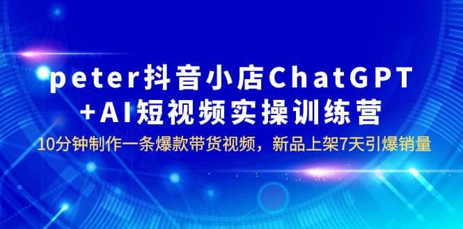peter抖音小店ChatGPT+AI短视频实训 10分钟做一条爆款带货视频 7天引爆销量-宇文网创