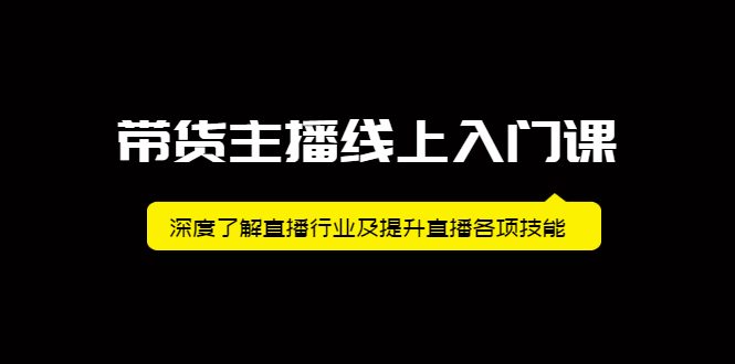 带货主播线上入门课，深度了解直播行业及提升直播各项技能-宇文网创