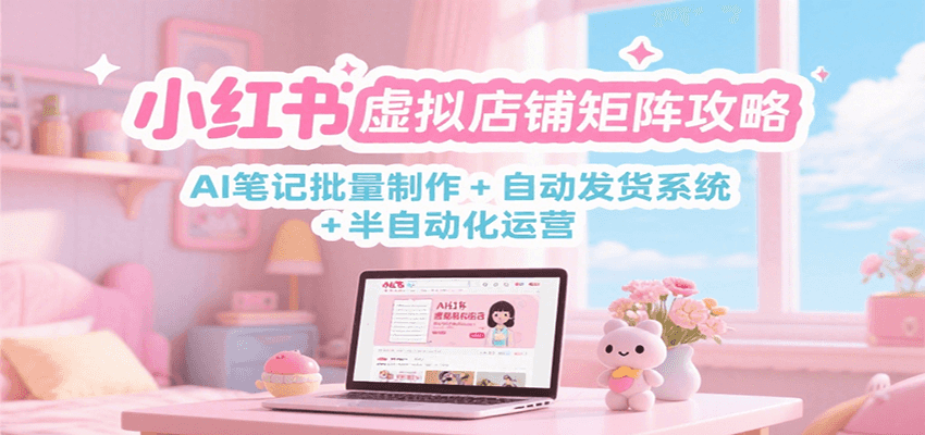 小红书虚拟店铺矩阵攻略：AI笔记批量制作 + 自动发货系统 + 半自动化运营-宇文网创