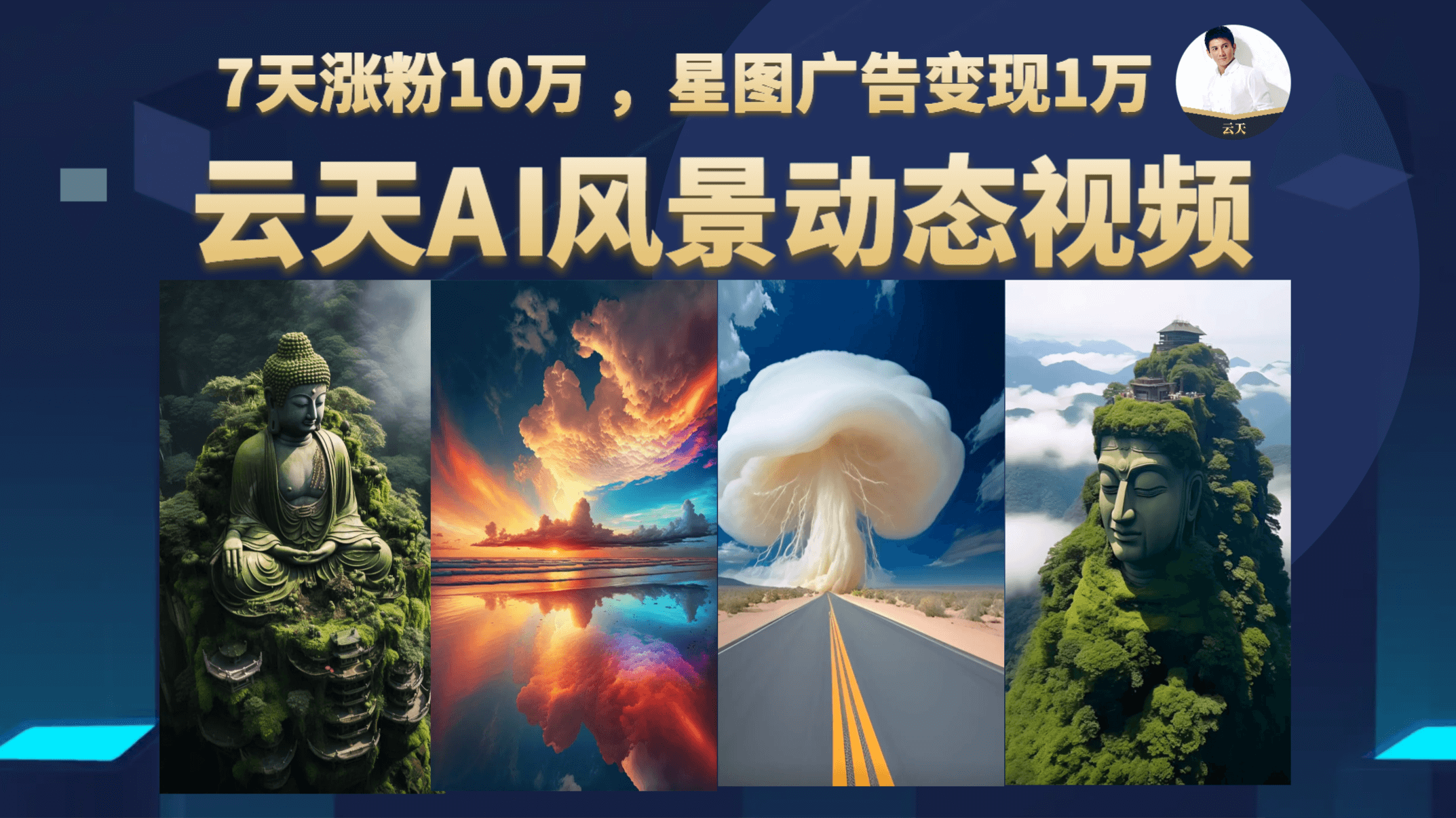 云天AI风景动图视频制作，7天涨粉10万 ，星图广告变现1万-宇文网创