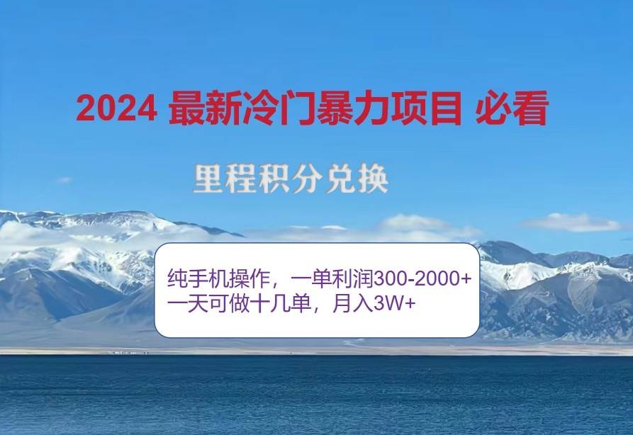 2024惊爆冷门暴利，里程积分最新玩法，高爆发期，一单300+—2000+-宇文网创