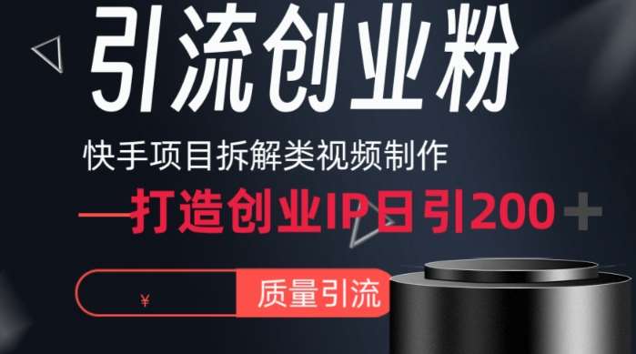 快手项目拆解类视频详细制作流程打造个人IP，单日引流200+高质量创业粉【揭秘】-宇文网创