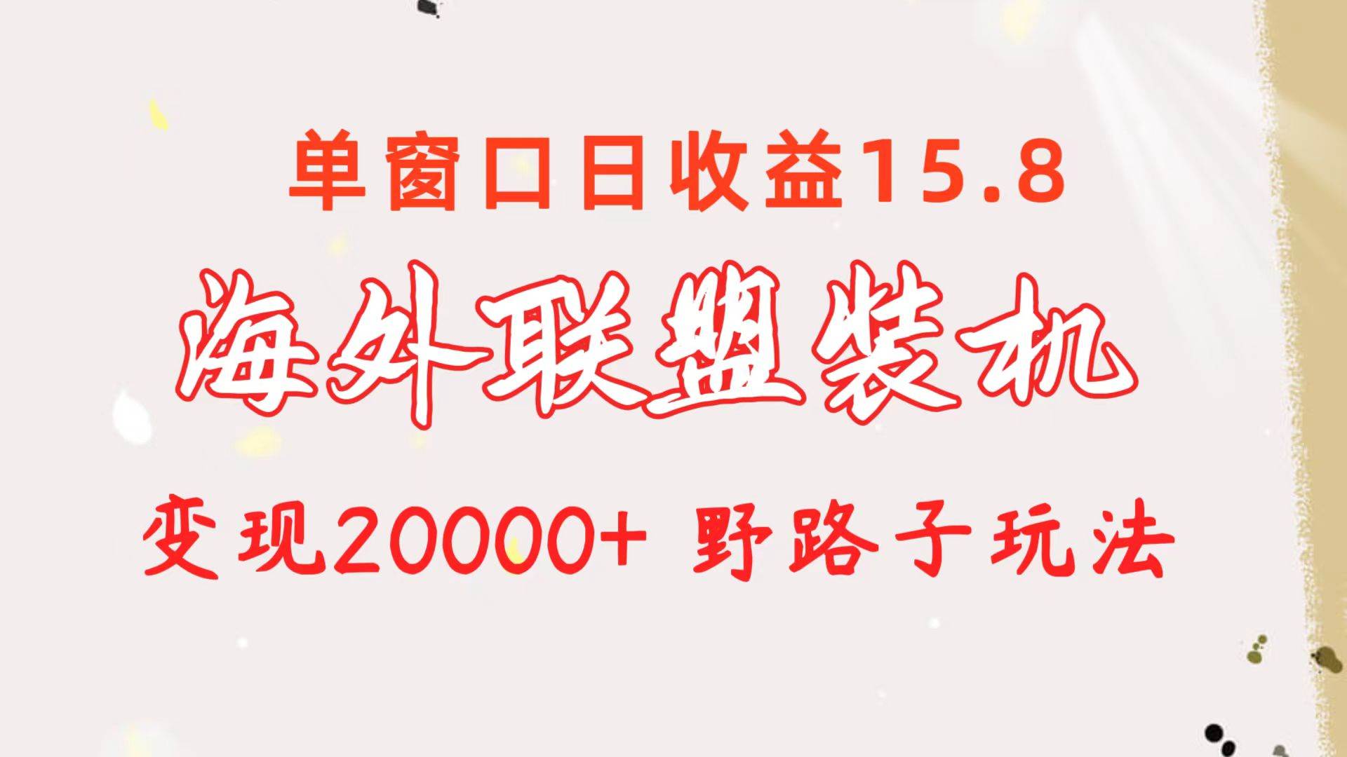 （10475期）海外联盟装机 单窗口日收益15.8  变现20000+ 野路子玩法-宇文网创