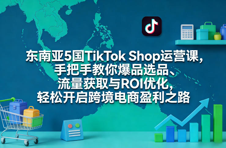 东南亚5国TikTok Shop运营课，手把手教你爆品选品、流量获取与ROI优化，轻松开启跨境电商盈利之路-宇文网创