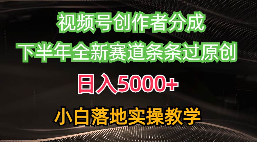 (10294期)视频号创作者分成最新玩法,日入5000+ 下半年全新赛道条条过原创,小...-宇文网创