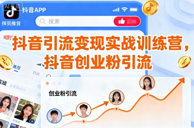 抖音引流变现实战训练营，抖音创业粉引流-宇文网创