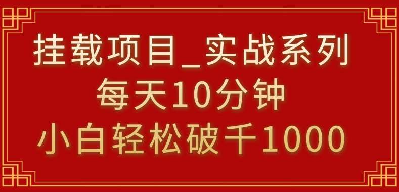 挂载项目，小白轻松破1000，每天10分钟，实战系列保姆级教程【揭秘】-宇文网创
