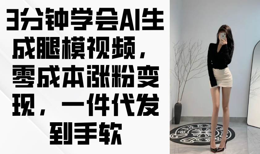 （14537期）3分钟学会AI生成腿模视频，零成本涨粉变现，一件代发到手软-宇文网创