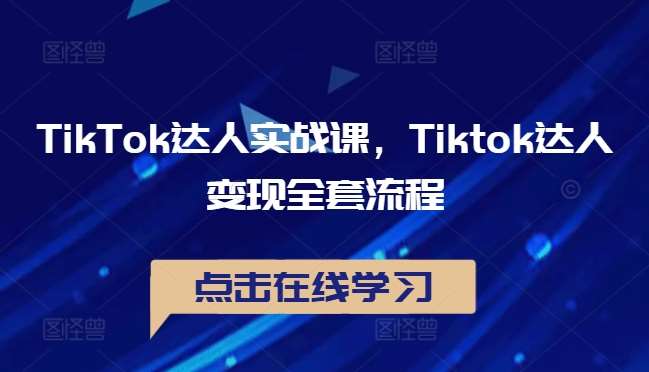 TikTok达人实战课，Tiktok达人变现全套流程-宇文网创