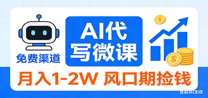 2026告别打工！AI 代写微课，提供免费渠道，月入 1-2W 风口期捡钱-宇文网创