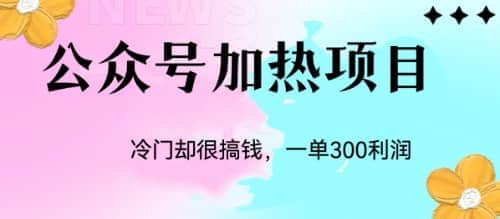 冷门公众号加热项目，一单利润300+-宇文网创